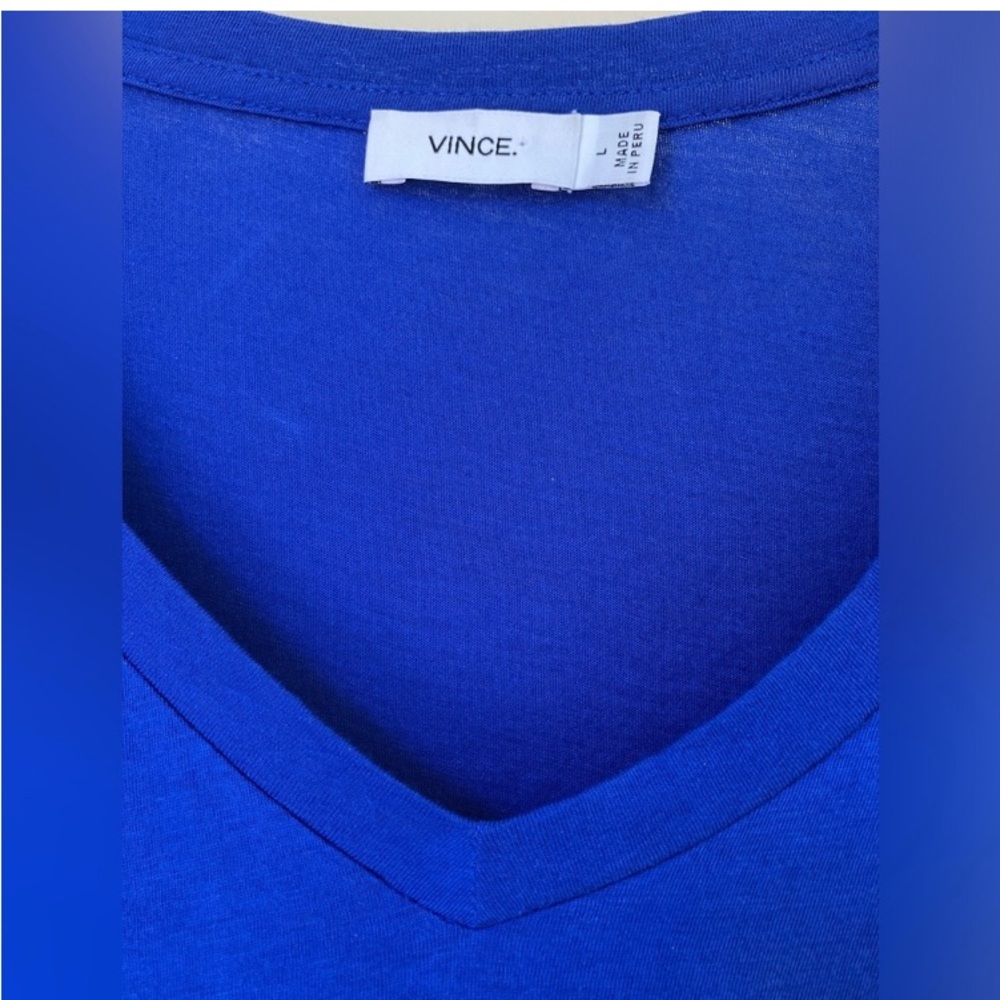Vince Essentials V Neck Tee Royal Blue L - Picture 4 of 7